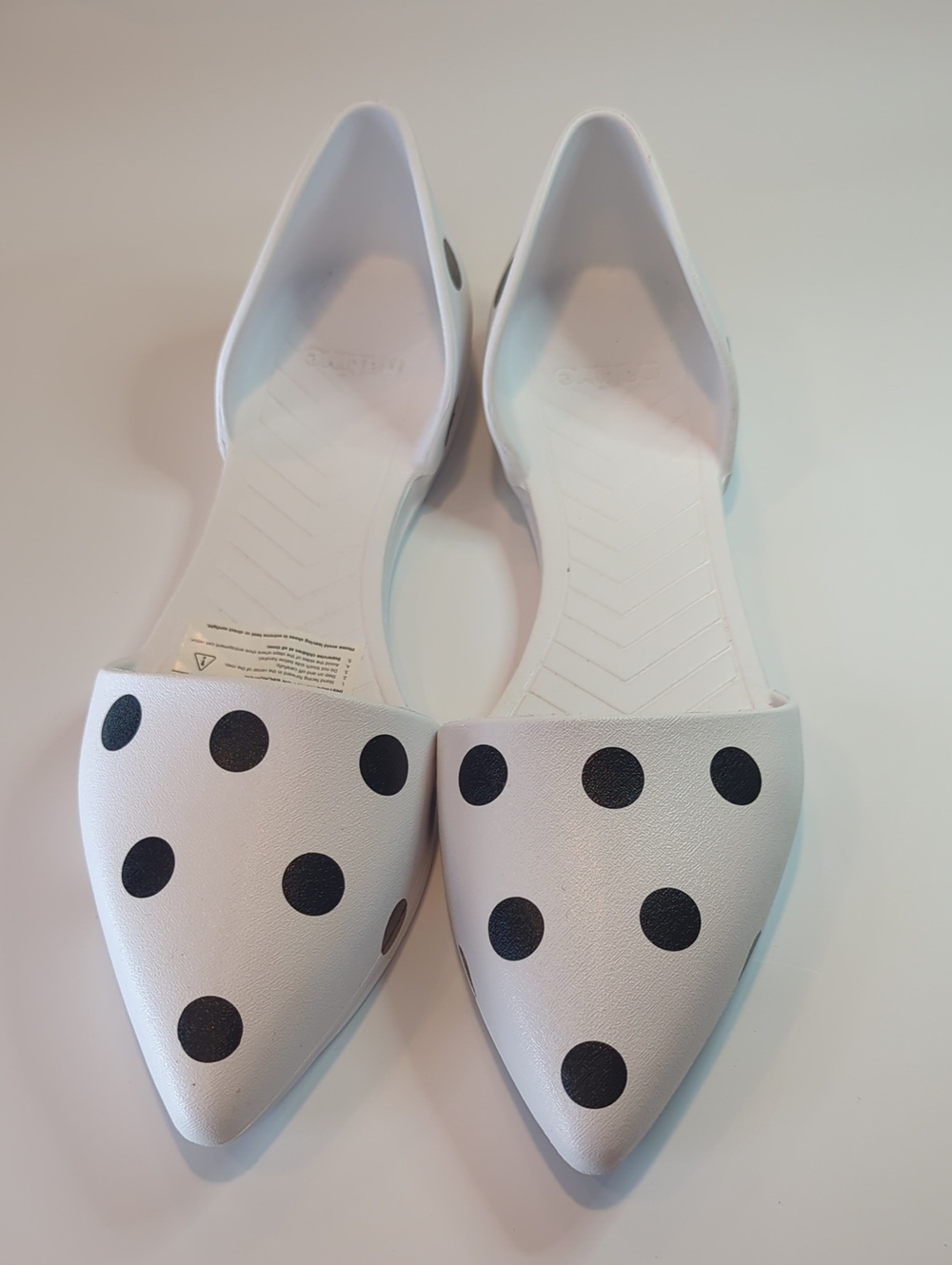Native White Flats with Black Polka Dots Size 10